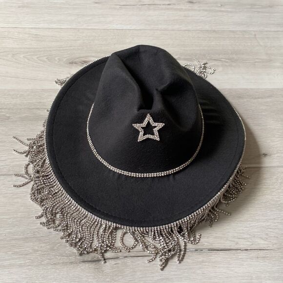 8 OTHER REASONS STAR‎ COWBOY HAT BLACK OS NWOT IN PACKAGE